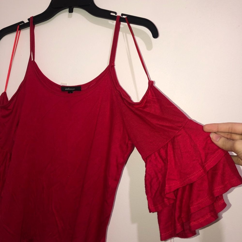 Red off the shoulder crop top!
